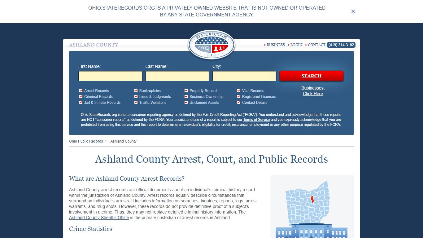 Ashland County Arrest, Court, and Public Records